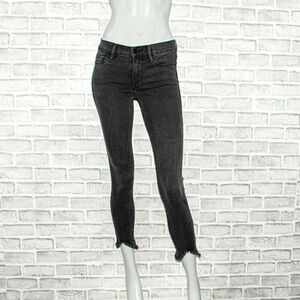 FRAME Denim Women's 24 Le Skinny De Jeanne Jeans Crop Triangle Raw hem Tull Gray